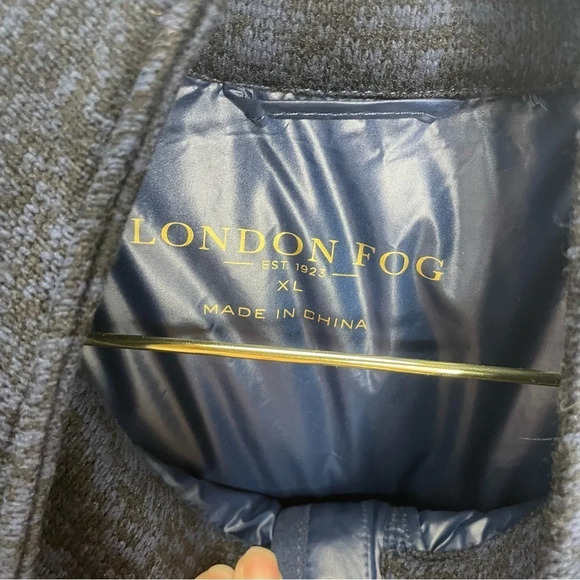 London Fog Down Filled Camping Hiking  Blue Puffer Knitted Sleeve Jacket - Picture 3 of 7